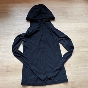 lululemon athletica Black Hooded UV Long Sleeve Top